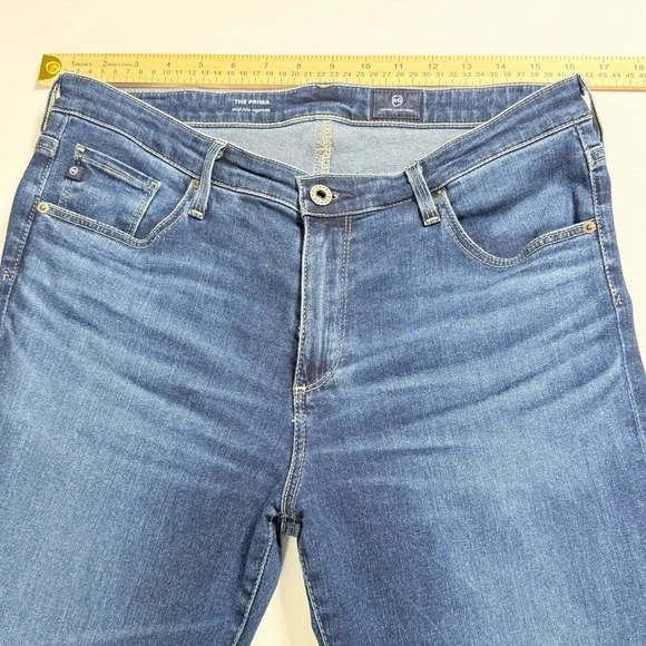 AG Prima Mid Rise Adriano Goldschmied Cigarette Jeans 31R Medium Wash